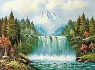 Zabawki kreatywne - Diamentowa Mozaika Krajobraz Z Wodospadem I Górą, 30x40 - miniaturka - grafika 1