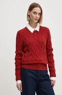 Swetry damskie - Tommy Hilfiger sweter damski kolor bordowy lekki WW0WW43586 - miniaturka - grafika 1