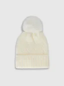 Czapki dla dzieci - 4F Czapka zimowa z pomponem dziewczęca - biała Uniwersalny - miniaturka - grafika 1