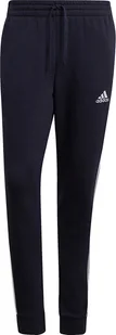 Spodnie męskie adidas Essentials Fleece Tapered Cuff 3-Band Pants granatowe GK8823-S - Spodnie męskie - miniaturka - grafika 1