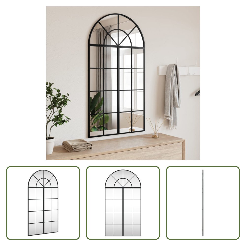 The Living Store Lustro ścienne czarne 60x110 cm Zakrzywione żelazo