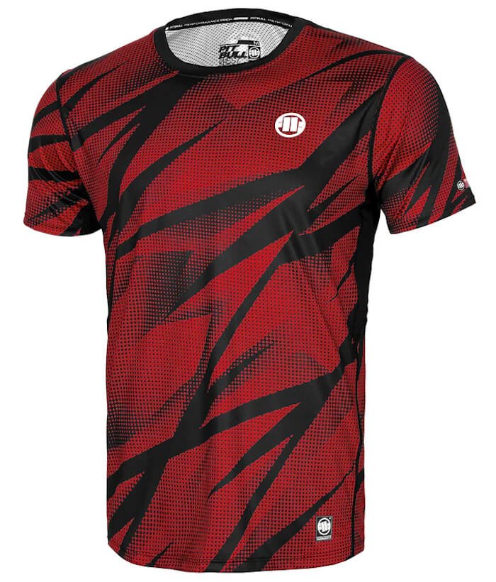 Koszulka sportowa PIT BULL MESH DOT CAMO 2 czerwona krótki rękaw-L