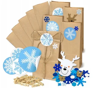 Kalendarz Adwentowy DIY EKO ZESTAW 24 TOREBKI DLA DZIECI PREZENT UPOMINEK - Ozdoby bożonarodzeniowe - miniaturka - grafika 1