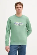 Bluzy męskie - Pepe Jeans bluza bawełniana męska kolor zielony z nadrukiem PM582921 - miniaturka - grafika 1