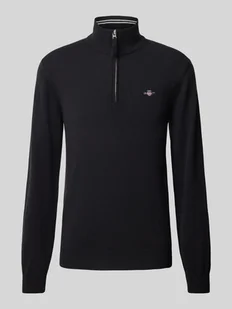 Sweter z dzianiny z wyhaftowanym logo model ‘SUPERFINE’ - Swetry męskie - miniaturka - grafika 1