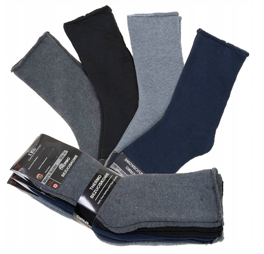 4x D&A Skarpetki wielokolorowy Skarpety Bezuciskowe Thermo Męskie r. 40-43