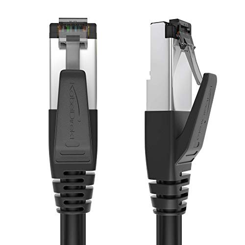 KabelDirekt – Kabel CAT8 Ethernet – 0,5 m – Kabel sieciowy z odporną na uszkodzenia konstrukcją i błyskawiczną prędkością transmisji 40Gbps (CAT8.1, idealny do Gaming/PS5/Xbox/Switch, RJ45, czarny)