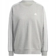 Bluzy damskie - Bluza damska adidas Essentials 3-Stripes szara IC9905 XL - miniaturka - grafika 1