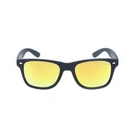 Okulary przeciwsłoneczne - Okulary przeciwsłoneczne czarne nerdy matowe z pomarańczową lustrzanką DE-818A - miniaturka - grafika 1