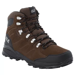 Buty trekkingowe męskie - Jack Wolfskin Buty na wędrówki REFUGIO TEXAPORE MID M Brown / Phantom - grafika 1