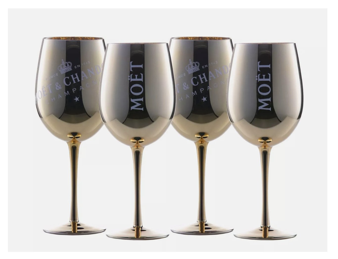 Kieliszki do szampana wina MOET CHANDON 4 szt zestaw złote