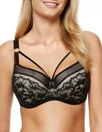 Biustonosze - Gorteks Gwen-B4 biustonosz z podszewką, koronkowy biustonosz, Comfort – 95C, czarny, czarny, 95C - miniaturka - grafika 1
