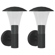 Lampy ogrodowe - vidaXL Kinkiety zewnętrzne, 2 szt., czarne, stal nierdzewna - miniaturka - grafika 1