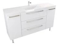 Szafki łazienkowe - Szafka Stojąca Z Umywalką ATH 140 cm D - Biały Mat - Uchwyty Stal Szczotkowana - miniaturka - grafika 1