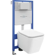 Stelaże i zestawy podtynkowe do WC - Mexen zestaw podtynkowy WC stelaż Fenix Slim z miską WC Cube i deską wolnoopadającą, biały - miniaturka - grafika 1