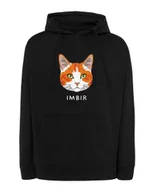 Bluzy męskie - Bluza z kapturem Dachowiec Rudo Biały Personalizowana Kot Czarna L - miniaturka - grafika 1