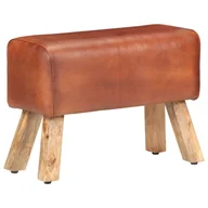 Taborety i hokery - vidaXL Ławka, 58 cm, brązowa, skóra naturalna - miniaturka - grafika 1