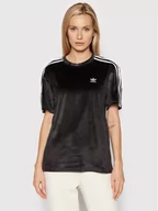 Koszulki sportowe damskie - Adidas T-Shirt Corded Tee H3784 Czarny Relaxed Fit - miniaturka - grafika 1