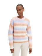 Swetry damskie - TOM TAILOR Denim Damski sweter w paski 1033061, 30199 - Soft Multicolor Stripe, XS - miniaturka - grafika 1