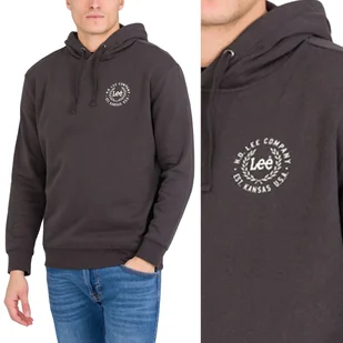 Lee LOGO HOODIE Washed Black CZARNA BLUZA Z KAPTUREM REGULAR FIT M - Bluzy męskie - miniaturka - grafika 1