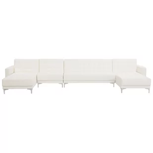Beliani Sofa rozkładana XXL skóra ekologiczna biała ABERDEEN - Sofy i kanapy - miniaturka - grafika 1