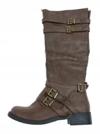 Kozaki damskie - Brązowe kozaki płaskie TwoLips 36 - miniaturka - grafika 1