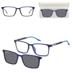 Prostokątne okulary pod korekcję z polaryzacyjną Nakładką przeciwsłoneczną na magnes CLIP-TRC-185B-1 - Okulary korekcyjne, oprawki, szkła - miniaturka - grafika 1