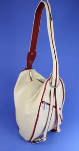 Plecak Skórzany ELKOR (PL) Jowita De Luxe Skóra Naturalna Licowa BIAŁY Z BORDOWĄ LAMÓWKĄ - Torebki damskie - miniaturka - grafika 4