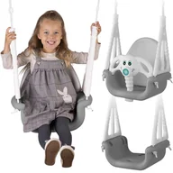 Place zabaw - Ricokids Huśtawka Ricokids Huśtawka kubełkowa Słonik 3w1 szaro-biała 770200 - miniaturka - grafika 1