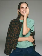 Swetry damskie - Reserved - Sweter z krótkimi rękawami - miętowy - miniaturka - grafika 1