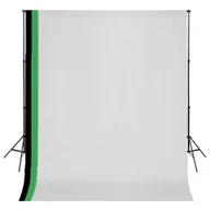 Akcesoria fotograficzne - vidaXL Zestaw fotograficzny z 3 tłami z bawełny i ramą 3 x 3 m 275418 - miniaturka - grafika 1