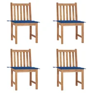 Fotele i krzesła ogrodowe - vidaXL Krzesła ogrodowe, 4 szt., z poduszkami, lite drewno tekowe! 3073098 - miniaturka - grafika 1