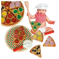 Zabawy w naśladowanie dorosłych - Drewnian Pizza Do Krojenia Dla Dzieci Na Rzep Akcesoria Dodatki Zestaw Xxl - miniaturka - grafika 1
