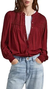 Pepe Jeans Bluzka damska Karol, Czerwony (bordowy), M - Bluzki damskie - miniaturka - grafika 1