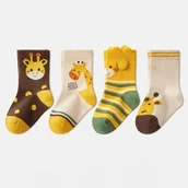 Skarpetki dla dzieci - TEMU 4/8 Par Skarpetek Dziecięcych z Motywem Jelenia i Żyrafy Skarpetki do Połowy Łydki, Idealne na Każdy Sezon, Można Prać w Pralce - miniaturka - grafika 1