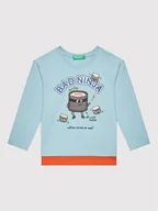Bluzy dla chłopców - United Colors Of Benetton Bluzka 3096G104A Niebieski Regular Fit - miniaturka - grafika 1