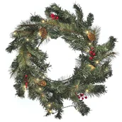 Oświetlenie świąteczne - Shumee Wianek świąteczny LED 60 cm zielony TENALA 296747 - miniaturka - grafika 1