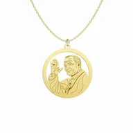 Łańcuszki - Złoty Medalik Jan Paweł II Łańcuszek 925 Papież Prezent GRAWER GRATIS - miniaturka - grafika 1