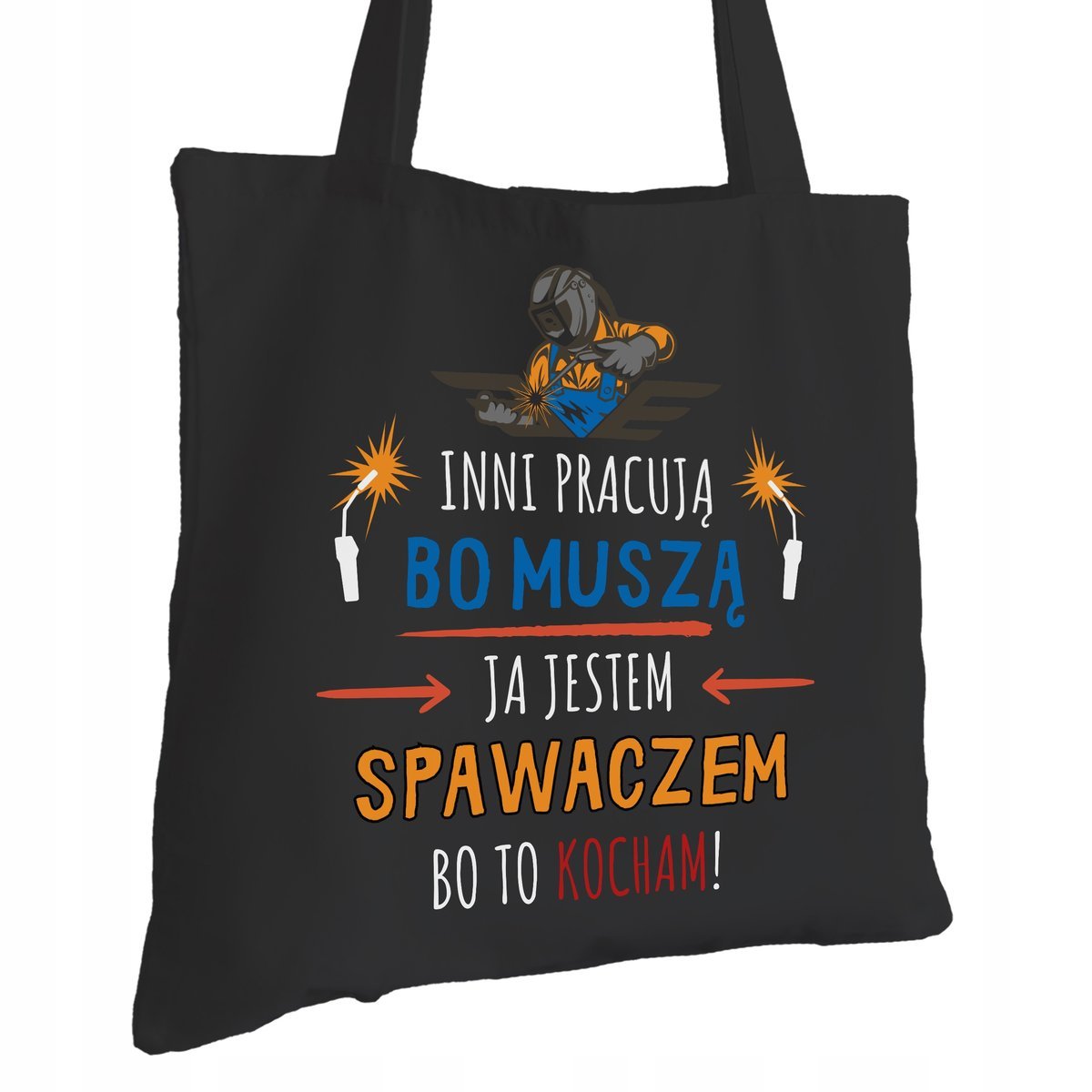 Torba Bawełniana dla Spawacza Czarna Na Prezent ekologiczna Trwały Nadruk