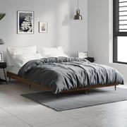 Łóżka - vidaXL Rama łóżka, brązowy dąb, 120x190 cm, materiał drewnopochodny - miniaturka - grafika 1