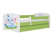Łóżka dla dzieci i młodzieży - Łóżko dla dziecka, barierka, Babydreams, słonik, zielone - miniaturka - grafika 1