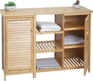 Szafki łazienkowe - Szafka łazienkowa HWC-B18, półka komoda szafka łazienkowa półka łazienkowa, 2 drzwi bambus 87x99x33cm - miniaturka - grafika 1