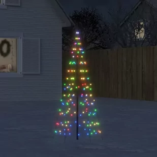 vidaXL Choinka z lampek, na maszt, 200 kolorowych LED, 180 cm - Oświetlenie świąteczne - miniaturka - grafika 1