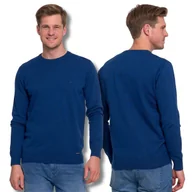 Swetry męskie - Sweter Męski Elegancki Klasyczny Bawełniany Okrągły Dekolt Gładki Moraj Xxl - miniaturka - grafika 1