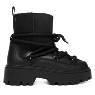 Śniegowce damskie - Śniegowce Tommy Hilfiger Real Shearling Laceup Snowboot FW0FW08996 Czarny - miniaturka - grafika 1