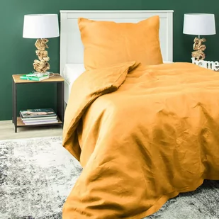 Dekoria pl pl Komplet pościeli lnianej Linen 150x200cm yellow 150 x 200 cm 1 poszewka 60 x 50 cm 766-159-13 - Pościel - miniaturka - grafika 1
