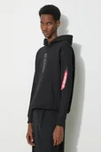 Bluzy męskie - Alpha Industries bluza PP Hoody męska kolor czarny z kapturem z nadrukiem 146338 - miniaturka - grafika 1