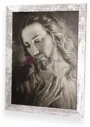 SEPIA Obraz Portret Jezusa z ramą w stylu retro 44x34 - Ikony i obrazy sakralne - miniaturka - grafika 1