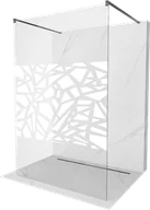 Ścianki i drzwi prysznicowe - Mexen Kioto ścianka prysznicowa wolnostojąca 140 x 200 cm, biały wzór 8 mm, gun metal - 800-140-002-95-85 - miniaturka - grafika 1