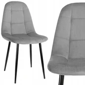 Krzesła - Krzesło tapicerowane do salonu jadalni welurowe pikowane szare nowoczesne - miniaturka - grafika 1